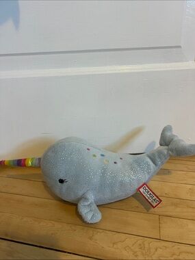 Douglas Light Blue Narwhal Plush with Rainbow Horn
